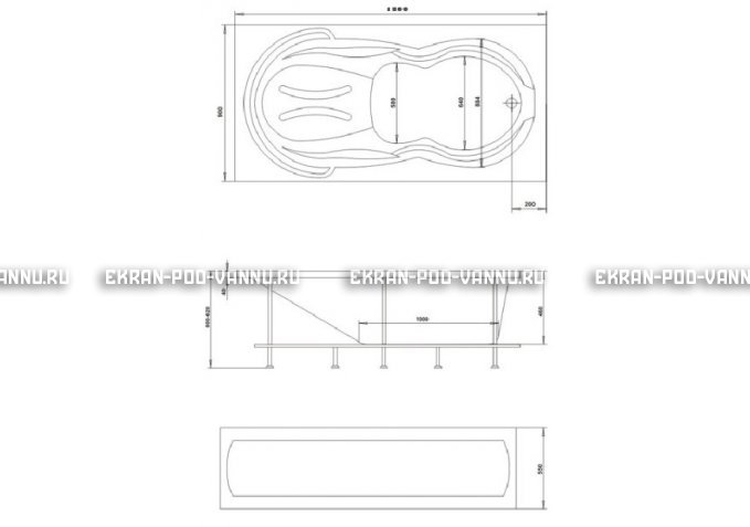 Акриловая ванна 1MarKa Taormina 180x90 – купить по цене 17670 руб. в интернет-магазине в городе Екатеринбург картинка 3