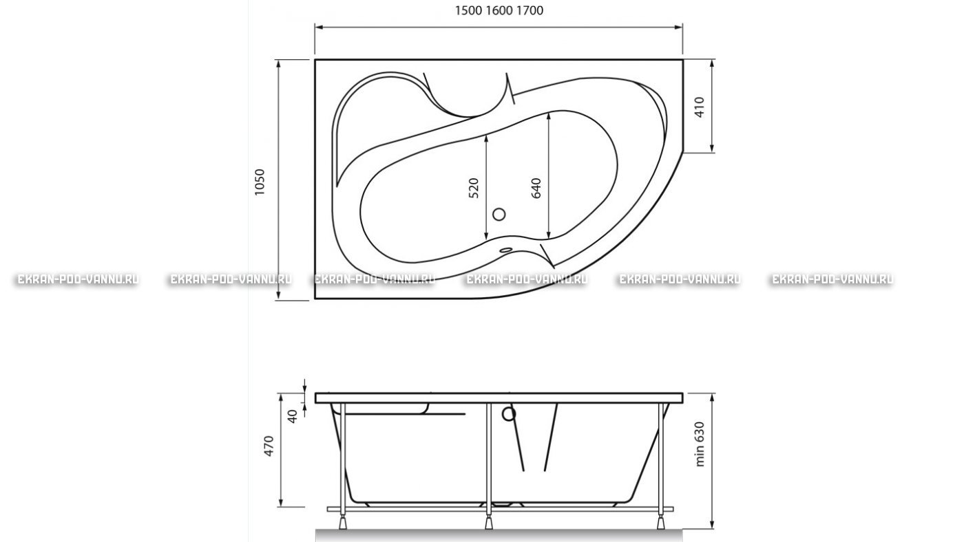 Акриловая ванна Vayer Azalia 160x105 – купить по цене 28220 руб. в интернет-магазине в городе Екатеринбург картинка 16