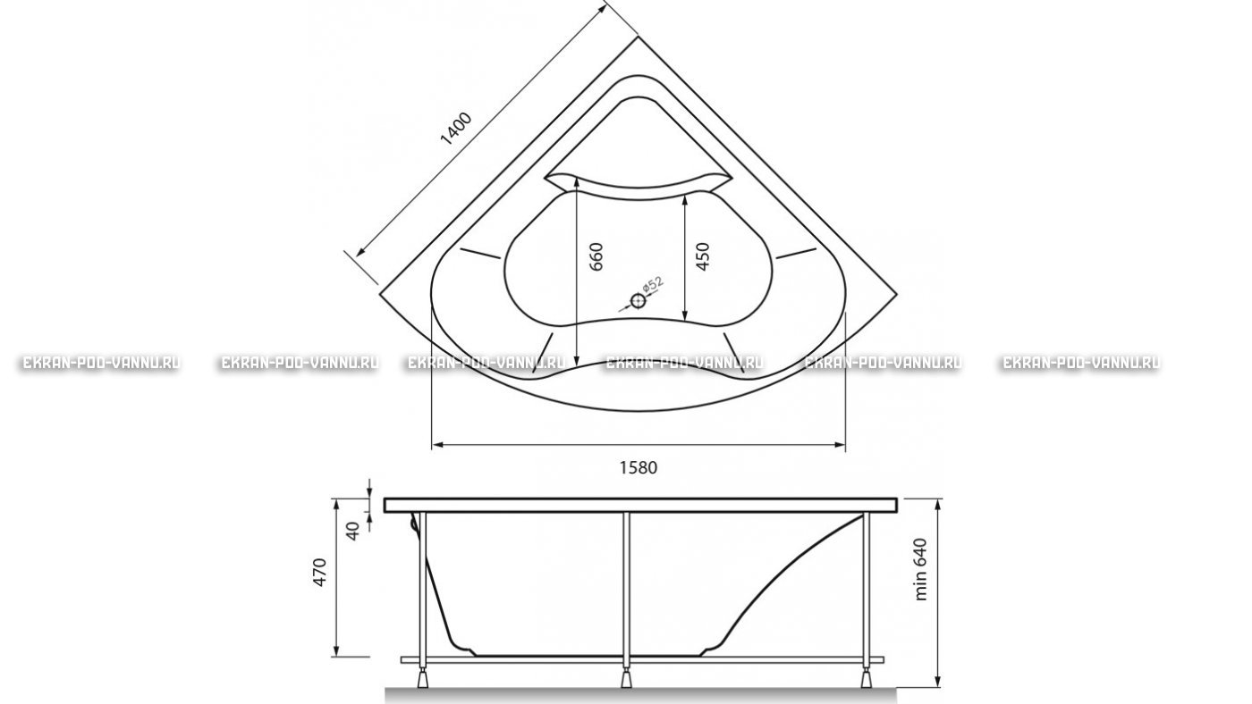 Акриловая ванна Vayer Persefona 140x140 – купить по цене 25230 руб. в интернет-магазине в городе Екатеринбург картинка 15