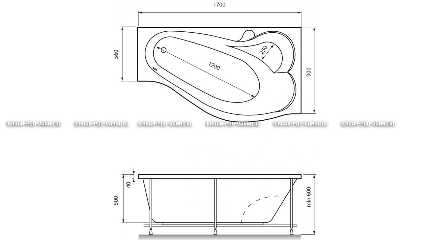 Акриловая ванна Relisan Isabella 170x90x60 – купить по цене 24130 руб. в интернет-магазине в городе Екатеринбург картинка 13