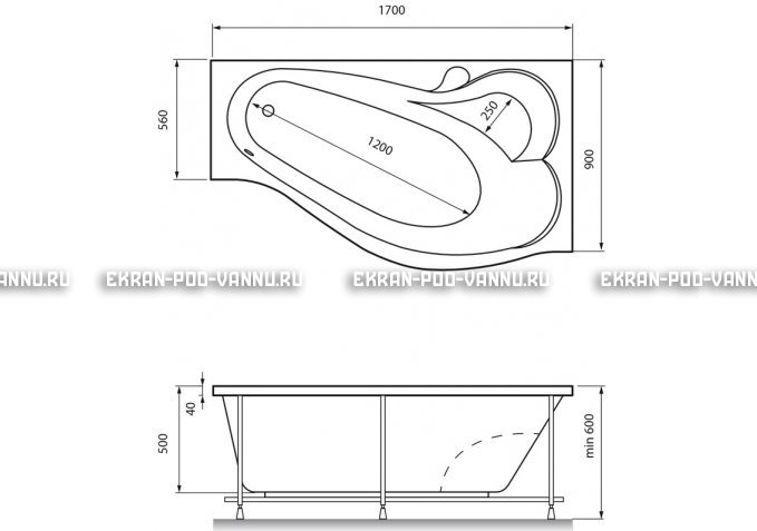 Акриловая ванна Relisan Isabella 170x90x60 – купить по цене 24130 руб. в интернет-магазине в городе Екатеринбург картинка 4