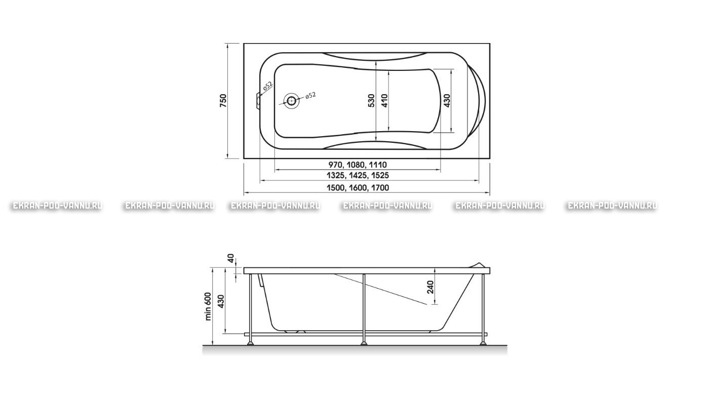 Акриловая ванна Relisan Elvira 150x75 – купить по цене 15260 руб. в интернет-магазине в городе Екатеринбург картинка 10
