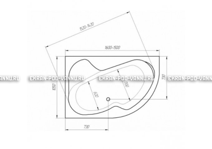 Акриловая ванна 1MarKa Aura 150x105 – купить по цене 16250 руб. в интернет-магазине в городе Екатеринбург картинка 3