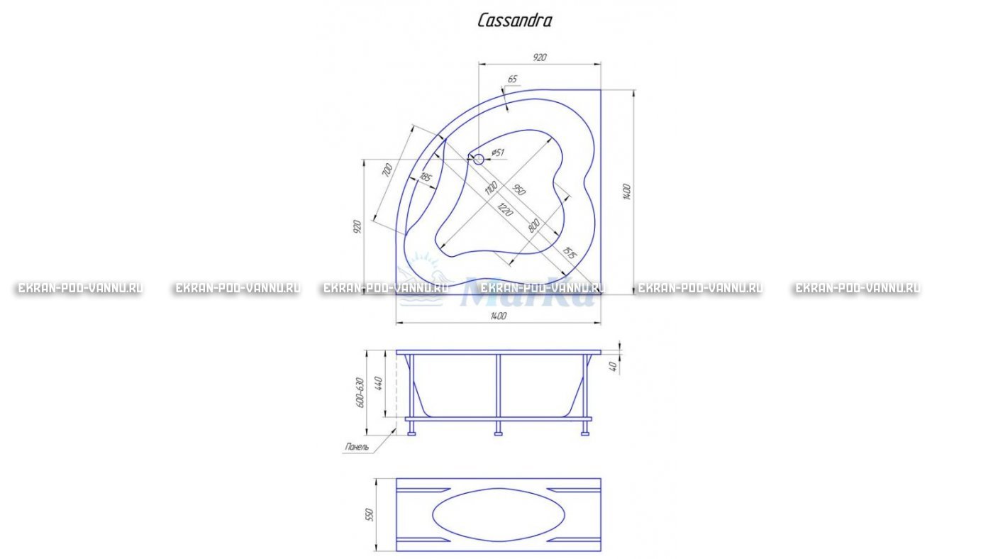 Акриловая ванна 1MarKa Cassandra 140x140 – купить по цене 18620 руб. в интернет-магазине в городе Екатеринбург картинка 19