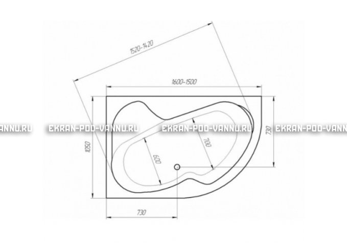 Акриловая ванна 1MarKa Imago 160x105 – купить по цене 16700 руб. в интернет-магазине в городе Екатеринбург картинка 3