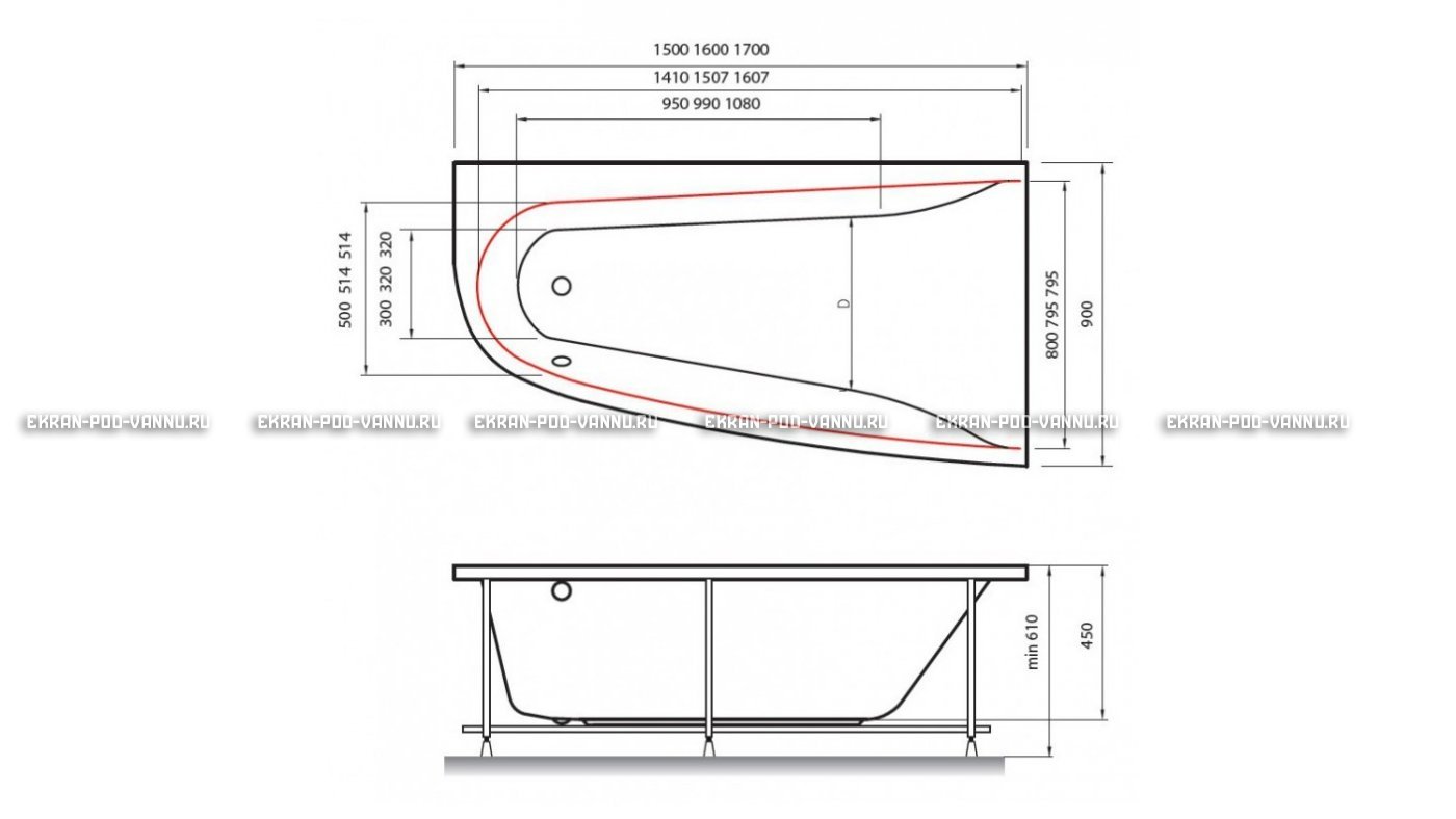 Акриловая ванна Vayer Boomerang 170x90 – купить по цене 47600 руб. в интернет-магазине в городе Екатеринбург картинка 10