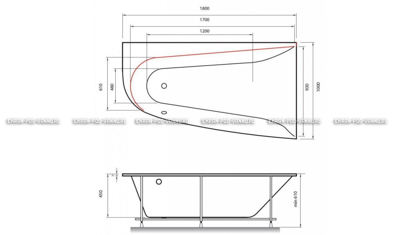 Акриловая ванна Vayer Boomerang 180x100 – купить по цене 53030 руб. в интернет-магазине в городе Екатеринбург картинка 13