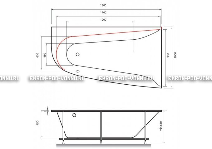 Акриловая ванна Vayer Boomerang 180x100 – купить по цене 53030 руб. в интернет-магазине в городе Екатеринбург картинка 2