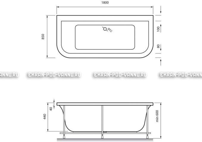 Акриловая ванна Vayer Options BTW 180x85 – купить по цене 25880 руб. в интернет-магазине в городе Екатеринбург картинка 4